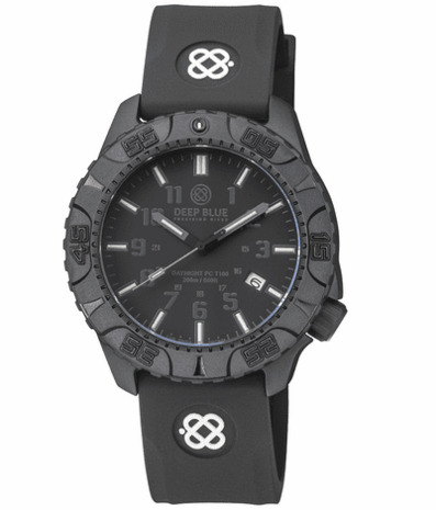 DAYNIGHT DIVER PC TRITIUM AUTOMATIC WATCH- BLACK/WHITE BEZEL - BLACK/WHITE DIAL 7 COLOR TRITIUM TUBES - STRAP