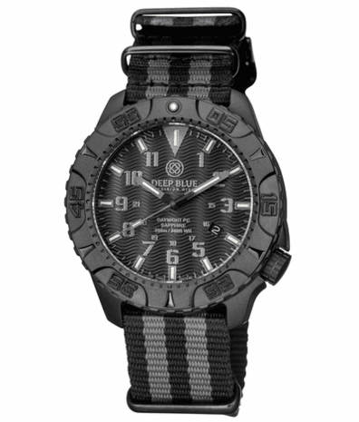 DAYNIGHT DIVER PC TRITIUM AUTOMATIC WATCH- BLACK/WHITE BEZEL - BLACK/WHITE DIAL 7 COLOR TRITIUM TUBES - STRAP