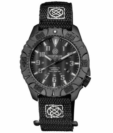 DAYNIGHT DIVER PC TRITIUM AUTOMATIC WATCH- BLACK/WHITE BEZEL - BLACK/WHITE DIAL 7 COLOR TRITIUM TUBES - STRAP