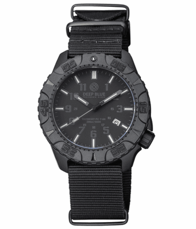 DAYNIGHT DIVER PC TRITIUM AUTOMATIC WATCH- BLACK/WHITE BEZEL - BLACK/WHITE DIAL 7 COLOR TRITIUM TUBES - STRAP