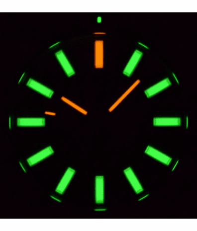 DAYNIGHT STEALTH OPS CARBON CASE GREEN CAMO DIAL GREEN/ORANGE FLAT TRITIUM TUBES AUTOMATIC WATCH SCREW DOWN CROWN