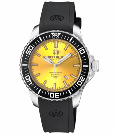 DAYNIGHT DIVER BLACK CERAMIC BEZEL - YELLOW SUNRAY DIAL - GREEN/ORANGE CYLINDRICAL TUBES STRAP