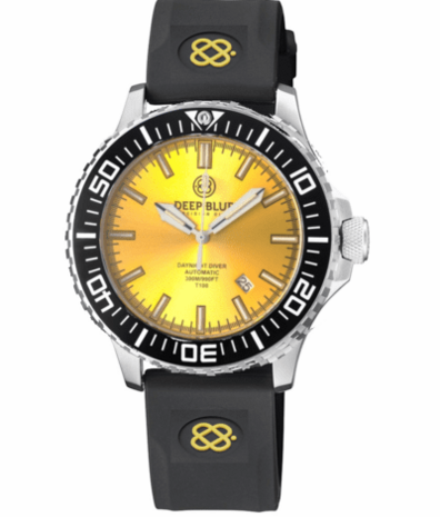 DAYNIGHT DIVER BLACK CERAMIC BEZEL - YELLOW SUNRAY DIAL - GREEN/ORANGE CYLINDRICAL TUBES STRAP