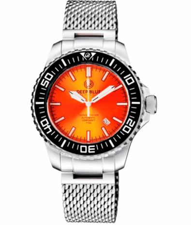 DAYNIGHT DIVER BLACK CERAMIC BEZEL - ORANGE SUNRAY DIAL - BLUE/YELLOW CYLINDRICAL TUBES STRAP