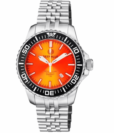 DAYNIGHT DIVER BLACK CERAMIC BEZEL - ORANGE SUNRAY DIAL - BLUE/YELLOW CYLINDRICAL TUBES STRAP