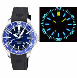 DAYNIGHT PATRIOT DARK BLUE CERAMIC BEZEL - DARK BLUE DIAL - ORANGE HANDS - GREEN ORANGE TUBES STRAP