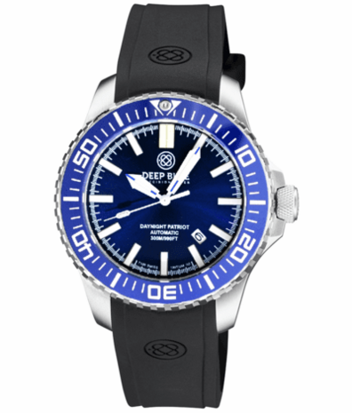 DAYNIGHT PATRIOT DARK BLUE CERAMIC BEZEL - DARK BLUE DIAL - BLUE/YELLOW TUBES STRAP