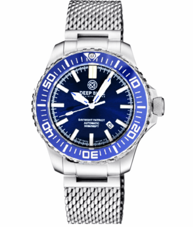 DAYNIGHT PATRIOT DARK BLUE CERAMIC BEZEL - DARK BLUE DIAL - BLUE/YELLOW TUBES STRAP
