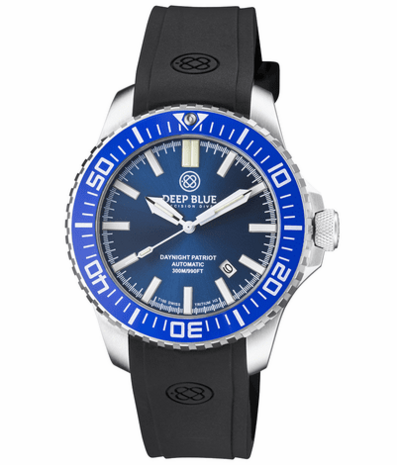 DAYNIGHT PATRIOT LIGHT BLUE CERAMIC BEZEL - DARK BLUE DIAL - BLUE/YELLOW TUBES STRAP