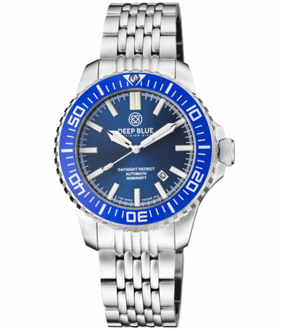 DAYNIGHT PATRIOT LIGHT BLUE CERAMIC BEZEL - DARK BLUE DIAL - BLUE/YELLOW TUBES STRAP