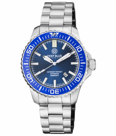 DAYNIGHT PATRIOT LIGHT BLUE CERAMIC BEZEL - DARK BLUE DIAL - BLUE/YELLOW TUBES STRAP