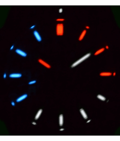 DAYNIGHT DIVER PC USA TRITIUM AUTOMATIC WATCH- BLACK- WHITE BEZEL - WHITE NUMBERS USA FLAG 3 COLOR TRITIUM TUBES &ndash; STRAP