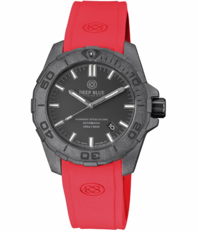 DAYNIGHT STEALTH OPS CARBON CASE BLACK DIAL 6 COLORS CYLINDRICAL TRITIUM TUBES AUTOMATIC WATCH SCREW DOWN CROWN