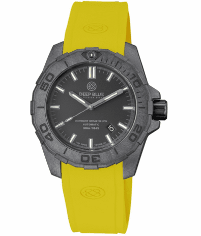 DAYNIGHT STEALTH OPS CARBON CASE BLACK DIAL 6 COLORS CYLINDRICAL TRITIUM TUBES AUTOMATIC WATCH SCREW DOWN CROWN