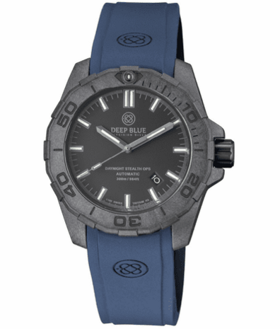 DAYNIGHT STEALTH OPS CARBON CASE BLACK DIAL 6 COLORS CYLINDRICAL TRITIUM TUBES AUTOMATIC WATCH SCREW DOWN CROWN