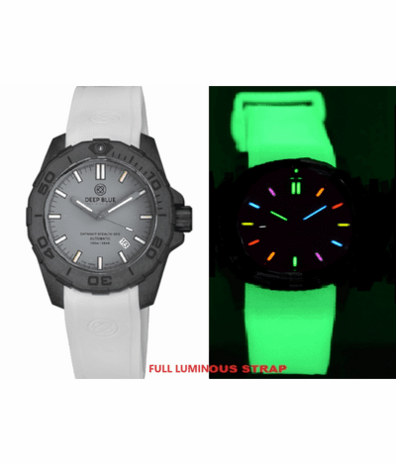 DAYNIGHT STEALTH OPS CARBON CASE GREY DIAL 6 COLORS CYLINDRICAL TRITIUM TUBES AUTOMATIC WATCH SCREW DOWN CROWN