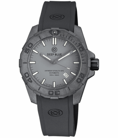 DAYNIGHT STEALTH OPS CARBON CASE GREY DIAL 6 COLORS CYLINDRICAL TRITIUM TUBES AUTOMATIC WATCH SCREW DOWN CROWN