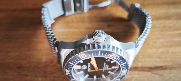 DEMO WITH SPECIAL CLASP!! - DAYNIGHT PATRIOT DARK BLUE CERAMIC BEZEL - DARK BLUE DIAL - ORANGE HANDS - GREEN ORANGE TUBES STRAP