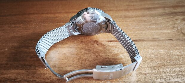 DEMO WITH SPECIAL CLASP!! - DAYNIGHT PATRIOT DARK BLUE CERAMIC BEZEL - DARK BLUE DIAL - ORANGE HANDS - GREEN ORANGE TUBES STRAP