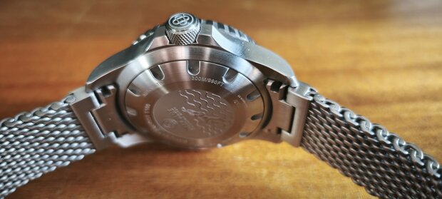 DEMO WITH SPECIAL CLASP!! - DAYNIGHT PATRIOT DARK BLUE CERAMIC BEZEL - DARK BLUE DIAL - ORANGE HANDS - GREEN ORANGE TUBES STRAP