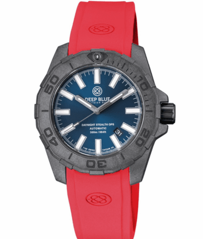 DAYNIGHT STEALTH OPS CARBON CASE DARK BLUE DIAL &ndash; BLUE /YELLOW TRITIUM TUBES AUTOMATIC WATCH SCREW DOWN CROWN