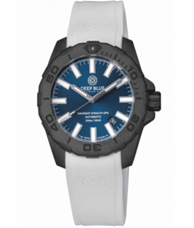 DAYNIGHT STEALTH OPS CARBON CASE DARK BLUE DIAL &ndash; BLUE /YELLOW TRITIUM TUBES AUTOMATIC WATCH SCREW DOWN CROWN