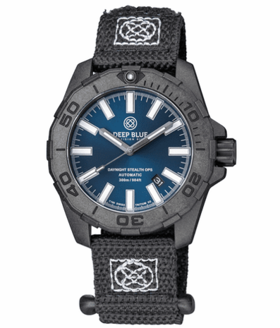 DAYNIGHT STEALTH OPS CARBON CASE DARK BLUE DIAL &ndash; BLUE /YELLOW TRITIUM TUBES AUTOMATIC WATCH SCREW DOWN CROWN