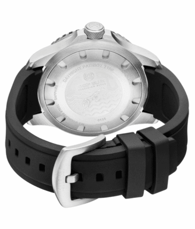 DAYNIGHT PATRIOT BLACK CERAMIC BEZEL - BLACK DIAL - ORANGE HANDS BLUE/YELLOW TUBES STRAP