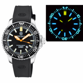 DAYNIGHT PATRIOT BLACK CERAMIC BEZEL - BLACK DIAL - ORANGE HANDS BLUE/YELLOW TUBES STRAP