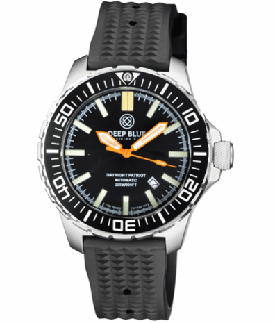 DAYNIGHT PATRIOT BLACK CERAMIC BEZEL - BLACK DIAL - ORANGE HANDS GREEN/ORANGE TUBES STRAP