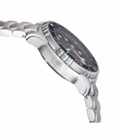 PRO SEA DIVER 1000M BRACELET CERAMIC BLACK BEZEL - WHITE FULL LUME DIAL ORANGE MINUTE HAND BRACELET - GLOWS BLUE