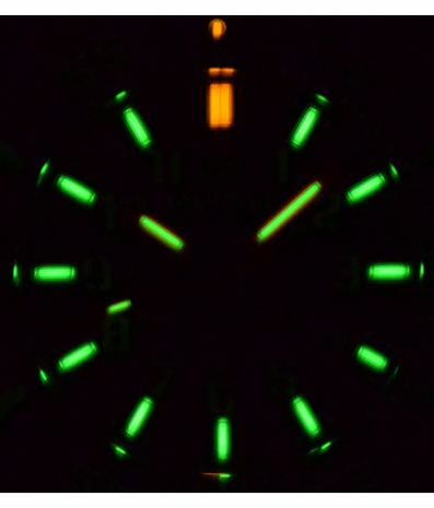 DAYNIGHT DIVER PC TRITIUM AUTOMATIC WATCH BLACK WHITE BEZEL - WHITE DIAL ORANGE HANDS GREEN/ORANGE TUBES STRAP
