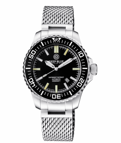 DAYNIGHT PATRIOT BLACK CERAMIC BEZEL - BLACK DIAL - GREEN/ORANGE TUBES BRACELET