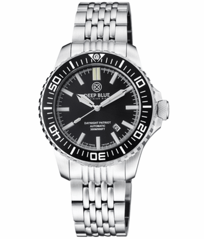 DAYNIGHT PATRIOT BLACK CERAMIC BEZEL - BLACK DIAL - GREEN/ORANGE TUBES BRACELET