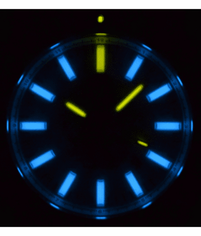 DAYNIGHT OPS PRO TRITIUM TUBES AUTOMATIC 46MM STAINLESS STEEL BEZEL LIGHT BLUE DIAL - BRACELET - BLUE/YELLOW TRITIUM TUBES