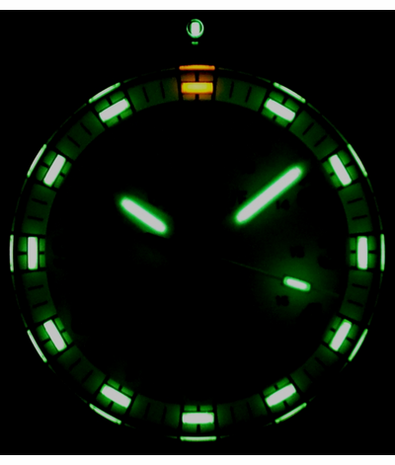 DAYNIGHT 43MM DIVER SOLAR POWERED PC TRITIUM WATCH- BLACK/WHITE BEZEL - WHITE DIAL - WHITE HANDS GREEN/ORANGE TRITIUM TUBES BLACK HANDS &ndash; STRAP