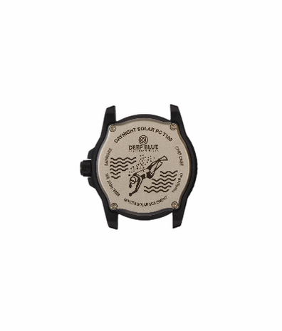DAYNIGHT 43MM DIVER SOLAR POWERED PC TRITIUM WATCH- BLACK/WHITE BEZEL - WHITE DIAL - WHITE HANDS GREEN/ORANGE TRITIUM TUBES BLACK HANDS &ndash; STRAP