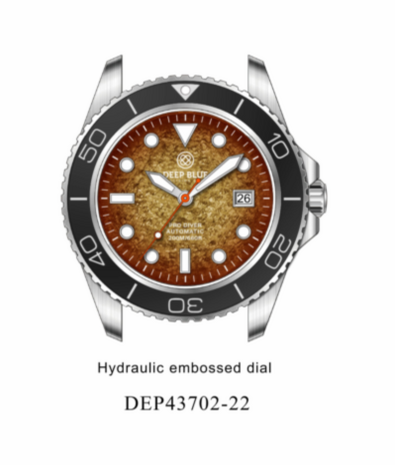 PRO DIVER 200 BROWN HYDRAULIC EMBOSSED DIAL 42.5MM AUTOMATIC BRACELET DIVE WATCH