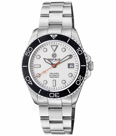 PRO DIVER 200 WHITE FULL LUME DIAL 42.5MM AUTOMATIC BRACELET DIVE WATCH
