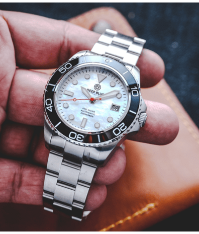 PRO DIVER 200 WHITE MOTHER OF PEARL DIAL 42.5MM AUTOMATIC BRACELET DIVE WATCH