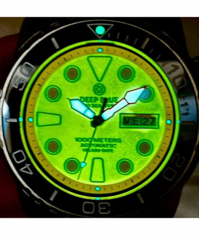 PRO SEA DIVER 1000M BRACELET CERAMIC BLACK BEZEL - YELLOW ORANGE FULL LUME DIAL ORANGE MINUTE HAND BRACELET
