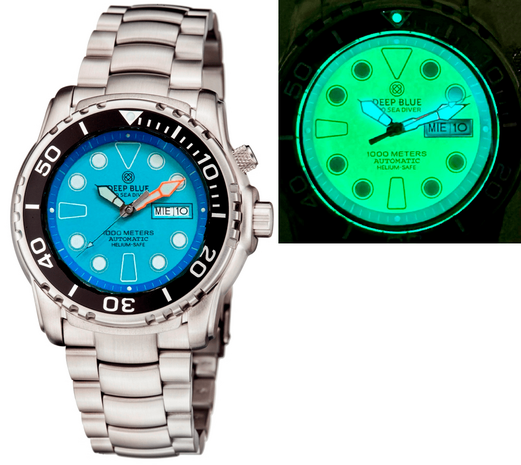PRO SEA DIVER 1000M AUTOMATIC BLACK CERAMIC BEZEL BLUE FULL LUME DIAL BRACELET