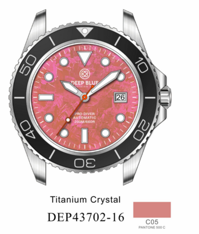 PRO DIVER 200 DUSTY ROSE TITANIUM CRYSTAL DIAL 42.5MM AUTOMATIC BRACELET DIVE WATCH