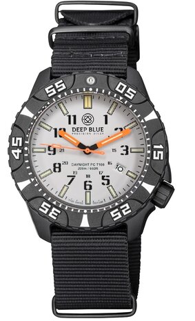 DayNight PC &mdash; Grey Dial, White Bezel Accents, Orange Hands, Green & Orange Lume