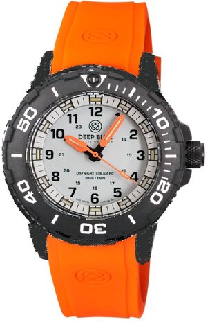 DayNight 43 Solar &mdash; White Dial, White Bezel Accents, Orange Hands, Orange & White & Green Lume