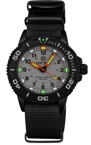 DayNight 43 Solar &mdash; White Dial, White Bezel Accents, Orange Hands, Orange & White & Green Lume