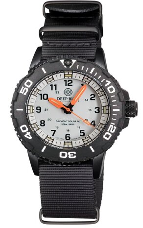 DayNight 43 Solar &mdash; White Dial, White Bezel Accents, Orange Hands, Orange & White & Green Lume
