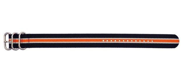 22mm/24mm Ballistic Nylon 3 Ring Strap -Strongest Nylon Heavy Duty Buckle Total Length 10.5 inches -  First hole 6