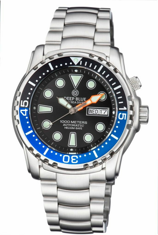 PRO SEA DIVER 1000M BRACELET BLACK/BLUE BEZEL - BLACK DIAL 15/30/45