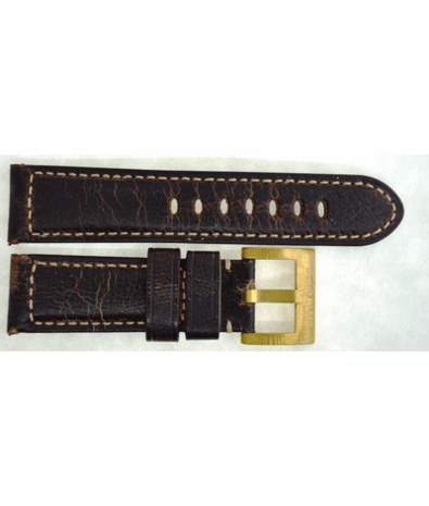 GENUINE LEATHER PADDED VINTAGE DISTRESSED BROWN 24/22 BRASS BUCKLE